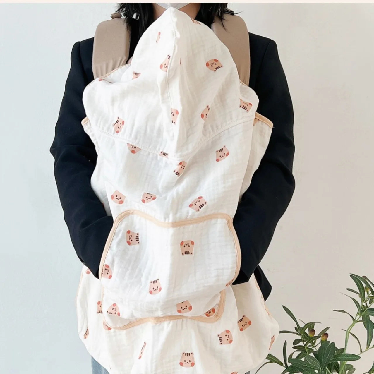 Multifunctional Infant Baby Carriers Blanket Cute Cartoon Korean Anti-Mosquito Windproof Stroller Blanket Newborn Shawl Blanket