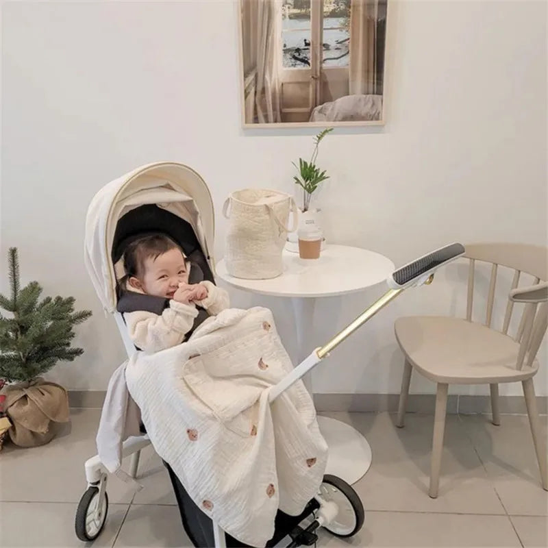 Multifunctional Infant Baby Carriers Blanket Cute Cartoon Korean Anti-Mosquito Windproof Stroller Blanket Newborn Shawl Blanket