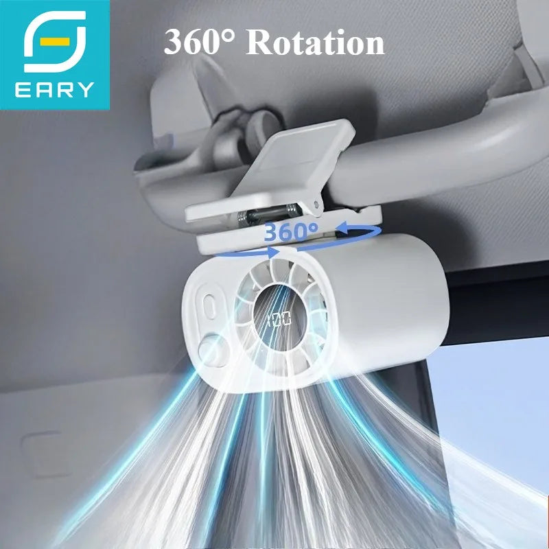 Portable Car Clip on Fan with 1800Mah 360 Rotate 100 Speeds Wind Adjustable USB Rechargeable Summer Cooler Fan Car Electric