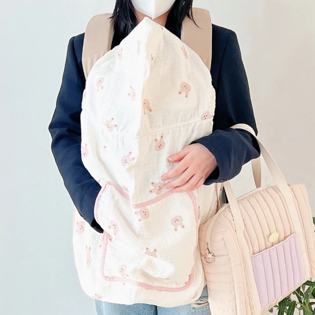 Multifunctional Infant Baby Carriers Blanket Cute Cartoon Korean Anti-Mosquito Windproof Stroller Blanket Newborn Shawl Blanket