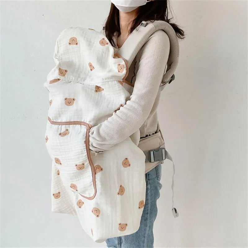 Multifunctional Infant Baby Carriers Blanket Cute Cartoon Korean Anti-Mosquito Windproof Stroller Blanket Newborn Shawl Blanket