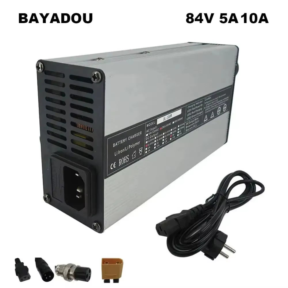 72V 4A 5A 10A Lithium Smart Charger 20S 72 Volt 84V Li Ion Battery Fast Chargers 220V / 110V XT60 XT90 XLR Connector